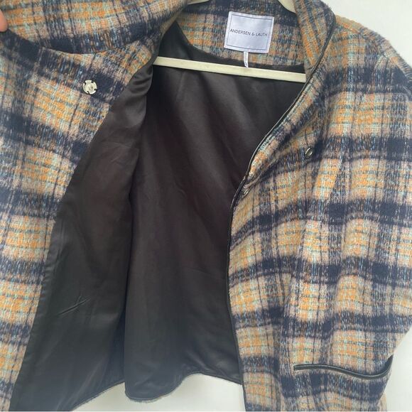 Anthropologie Andersen & Lauth Plaid Oversize Jacket Short Sleeve Cape Snaps OS - Picture 12 of 13
